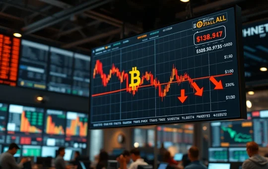Bitcoin price chart showing decline below $83,000 with market analysis indicators