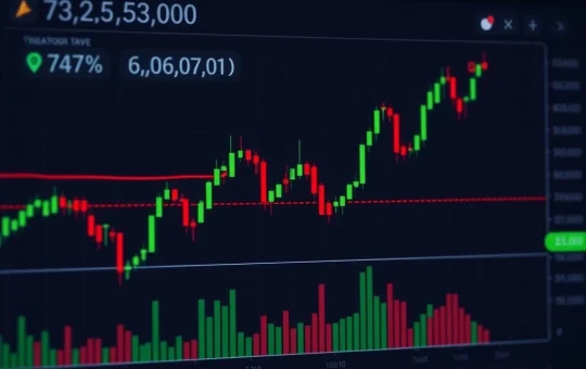 Bitcoin price chart showing decline below $76,000 with market analysis indicators