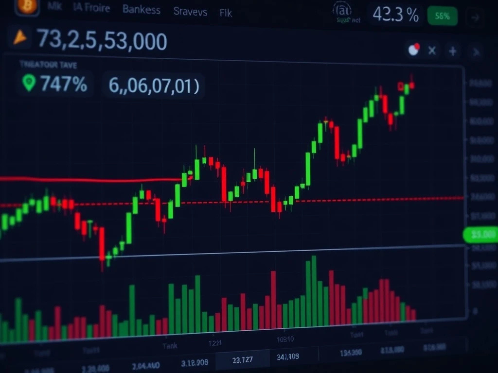 Bitcoin price chart showing decline below $76,000 with market analysis indicators