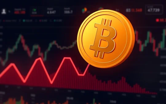 Bitcoin price chart showing a sharp decline below the $92,000 support level on major exchanges.