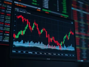 Bitcoin price chart showing a significant drop below the $96,000 support level on Binance.