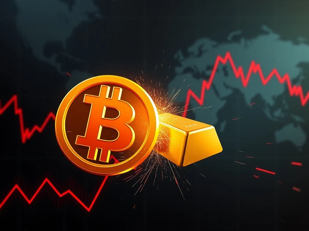 Analysis of Bitcoin price drop linked to historic gold market volatility and global financial stability concerns.