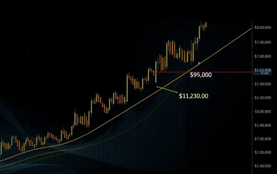 Bitcoin price chart showing ascending triangle pattern targeting $113,000 resistance level