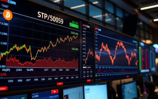 Bitcoin price chart alongside stock market and inflation data showing simultaneous market movements
