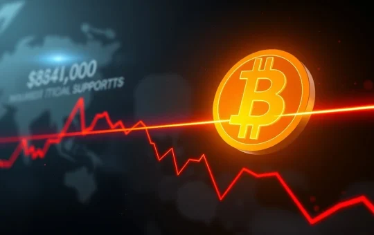 Bitcoin price prediction chart showing critical $84,000 support level holding key to market direction.