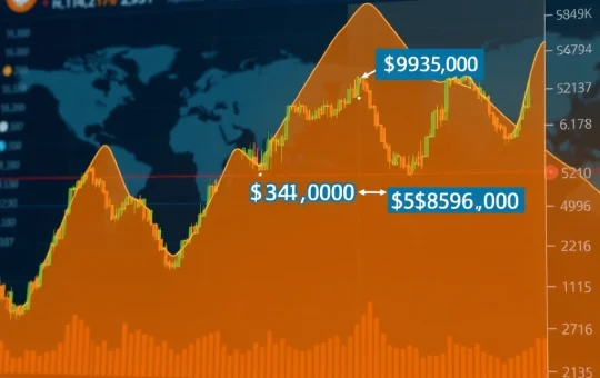 Bitcoin price chart analysis showing critical $94,000 support level test during market correction