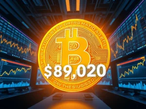 Bitcoin price surges past $89,000 milestone in a major cryptocurrency market rally.