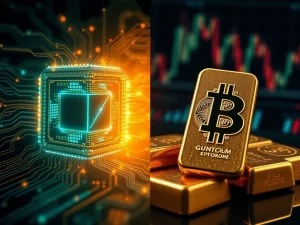 Bitcoin quantum threat analysis showing institutional shift from digital to gold assets
