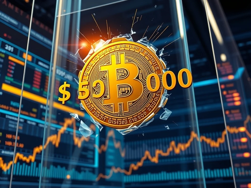 Bitcoin symbol breaking the $95,000 price ceiling in a major cryptocurrency market rally.