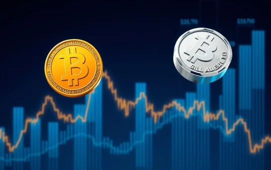 Bitcoin trend line crossover analysis showing bearish technical patterns against silver markets