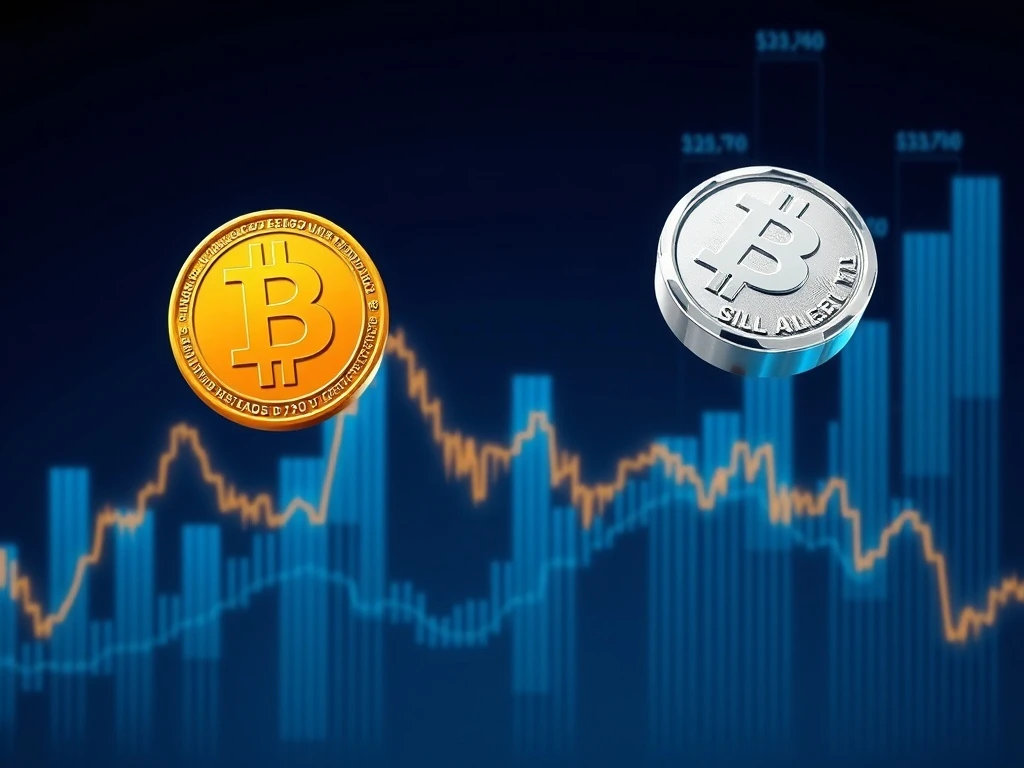 Bitcoin trend line crossover analysis showing bearish technical patterns against silver markets