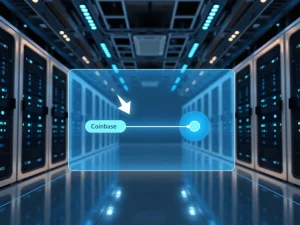 Visualization of a major Bitcoin whale transfer from Coinbase to an anonymous digital wallet.