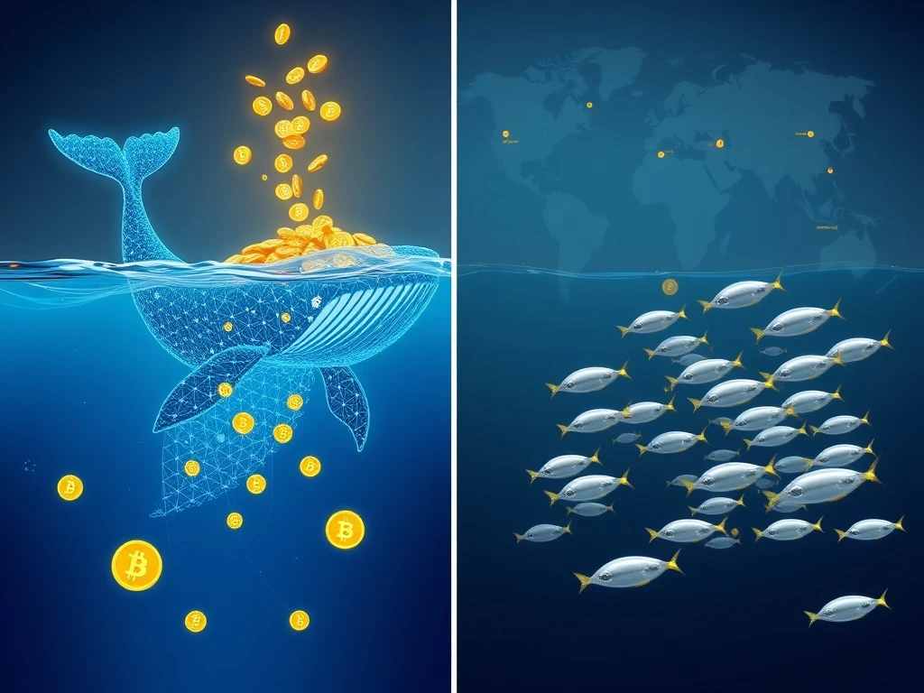 Bitcoin whales accumulating assets while retail investors sell, showing market divergence and potential trend reversal