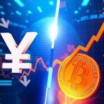 Bitcoin price correlation with Japanese yen intervention showing historical 30% drawdown patterns