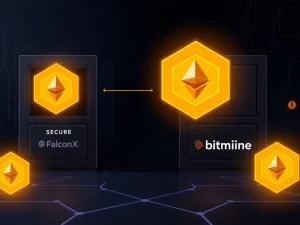 Conceptual visualization of Bitmine's 24,000 Ethereum acquisition from FalconX representing institutional crypto movement