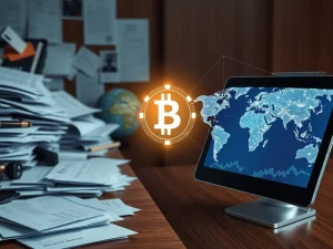 Blockchain technology revolutionizing global trade finance by digitizing paper processes and unlocking liquidity.