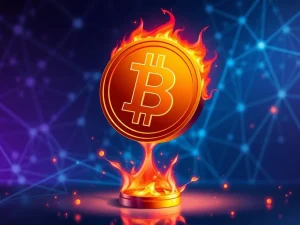 Conceptual visualization of the BNB Chain token burn reducing cryptocurrency supply.