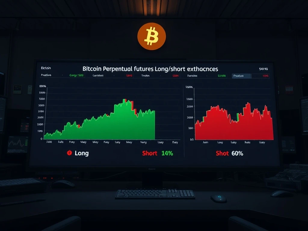 Bitcoin perpetual futures long short ratio analysis across major cryptocurrency exchanges showing market sentiment
