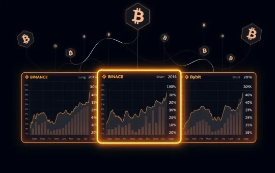 Analysis of BTC perpetual futures long and short ratios across three major cryptocurrency exchanges.