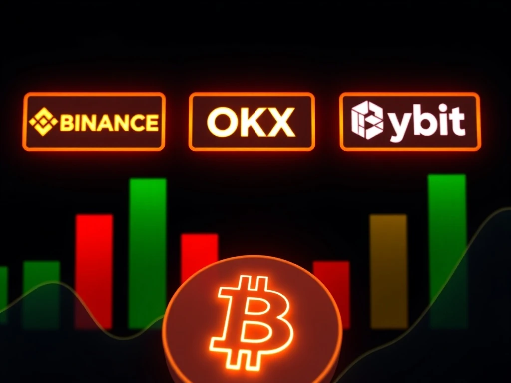 Data visualization showing near-equal BTC perpetual futures long and short ratios on top crypto exchanges.