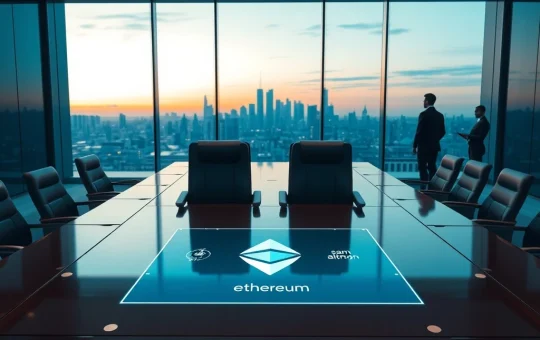 Vitalik Buterin and Sam Altman attending the Bitmine shareholder meeting on ETH strategy.