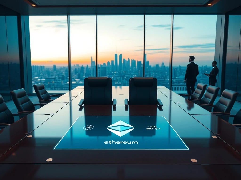 Vitalik Buterin and Sam Altman attending the Bitmine shareholder meeting on ETH strategy.