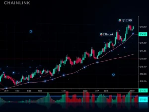 Chainlink price analysis showing key support and resistance levels with Binance trading data overlay