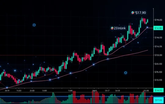 Chainlink price analysis showing key support and resistance levels with Binance trading data overlay