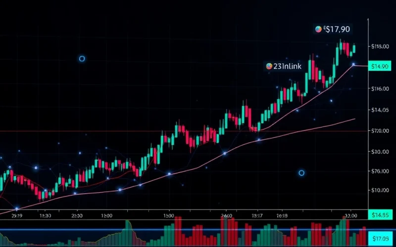 Chainlink price analysis showing key support and resistance levels with Binance trading data overlay