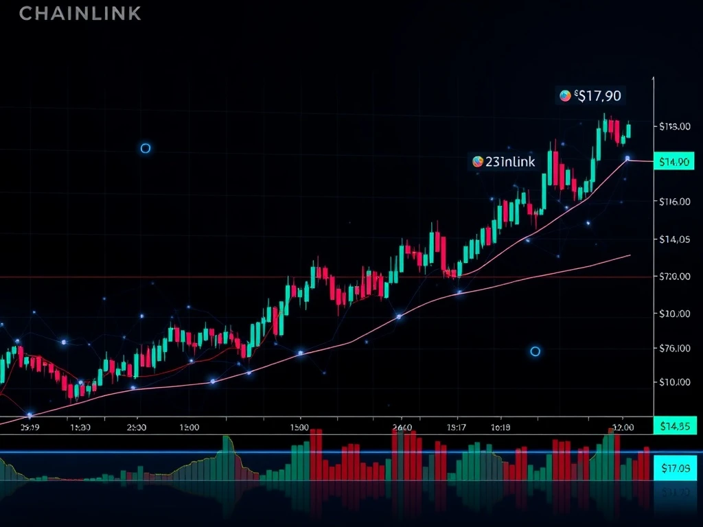 Chainlink price analysis showing key support and resistance levels with Binance trading data overlay