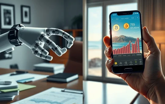 Changpeng Zhao's vision of cryptocurrency enabling retirement versus AI displacing jobs, a financial independence concept.