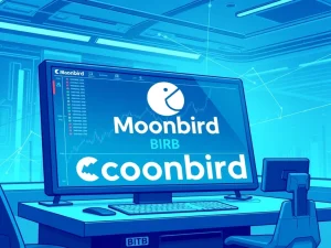 Coinbase exchange listing for the Moonbird BIRB utility token on a trading dashboard.