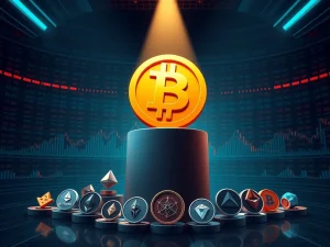 Visual metaphor of Bitcoin dominance overshadowing altcoins as the Altcoin Season Index falls.