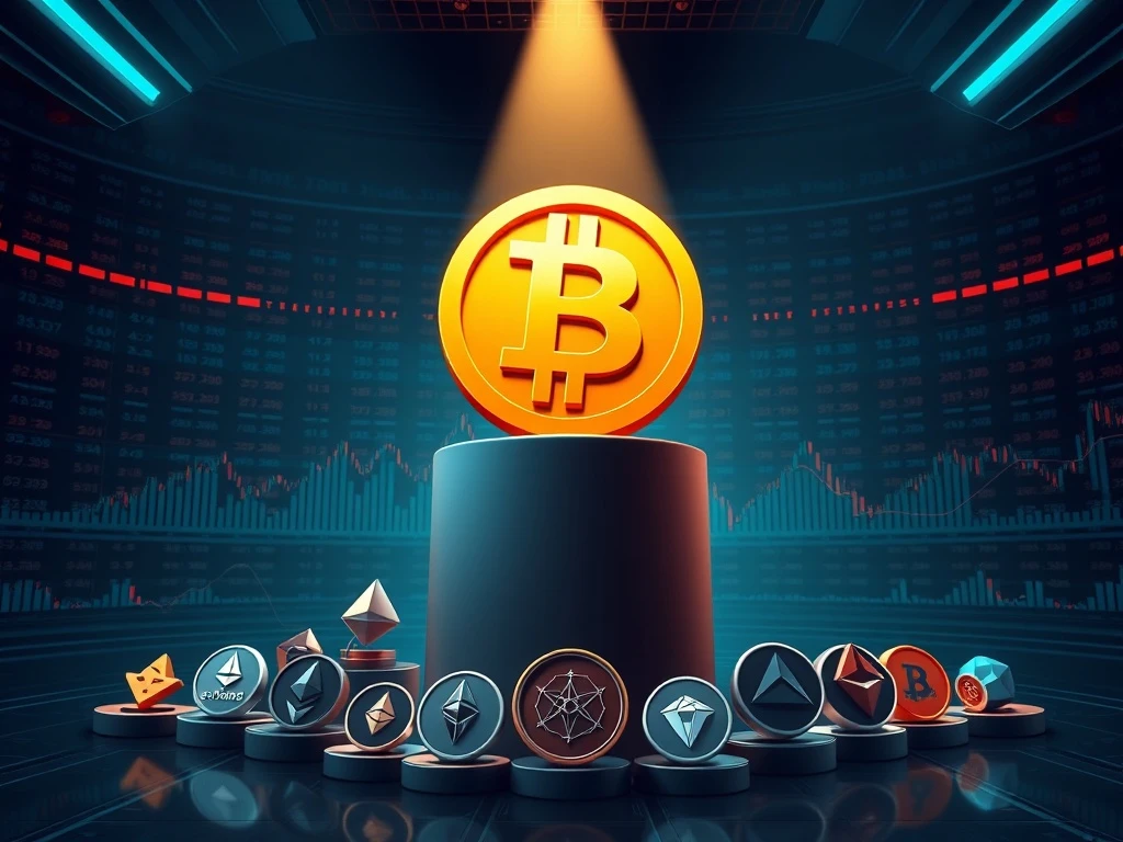 Visual metaphor of Bitcoin dominance overshadowing altcoins as the Altcoin Season Index falls.