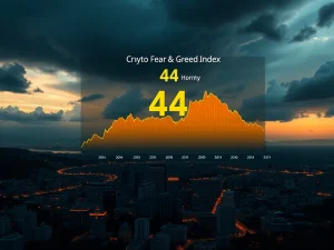 Crypto Fear & Greed Index drops to 44 indicating rising fear among cryptocurrency investors