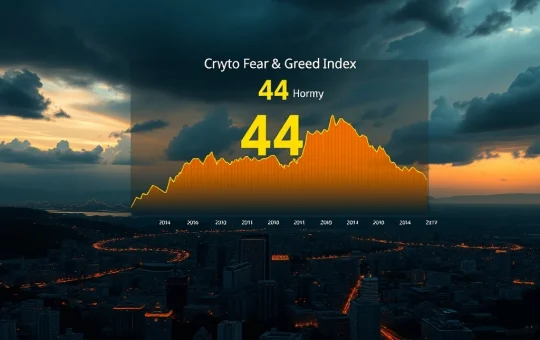 Crypto Fear & Greed Index drops to 44 indicating rising fear among cryptocurrency investors