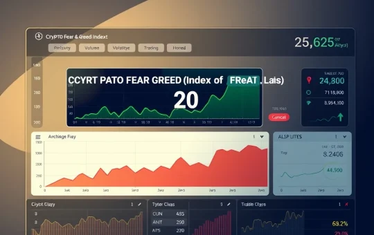 Crypto Fear & Greed Index dashboard showing slight recovery to 20 while indicating continued market anxiety.