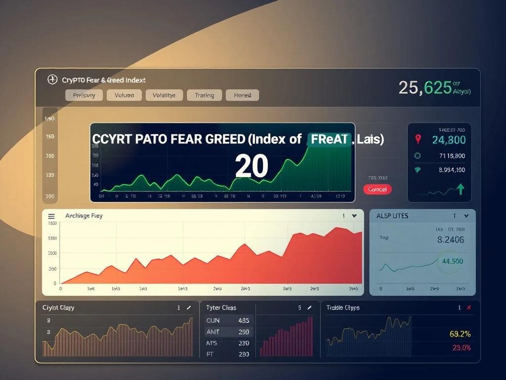 Crypto Fear & Greed Index dashboard showing slight recovery to 20 while indicating continued market anxiety.