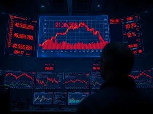 A tense scene of a digital trading floor showing $154 million in cryptocurrency futures liquidated on real-time charts.