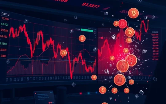Massive cryptocurrency futures liquidation event showing $531 million wiped from markets in one hour