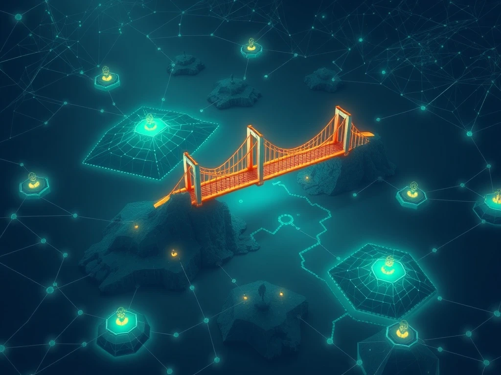 Centralized bridges controlling fragmented blockchain networks, illustrating crypto interoperability crisis