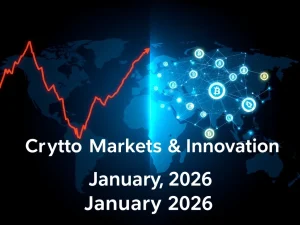 Cryptocurrency market downturn with Bitcoin price drop and blockchain development announcements on January 22, 2026
