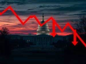 Crypto market crash analysis showing Bitcoin price drop during US political tensions