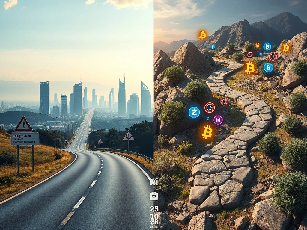 Two divergent paths for cryptocurrency depending on US market structure legislation, illustrating Bitwise's analysis.