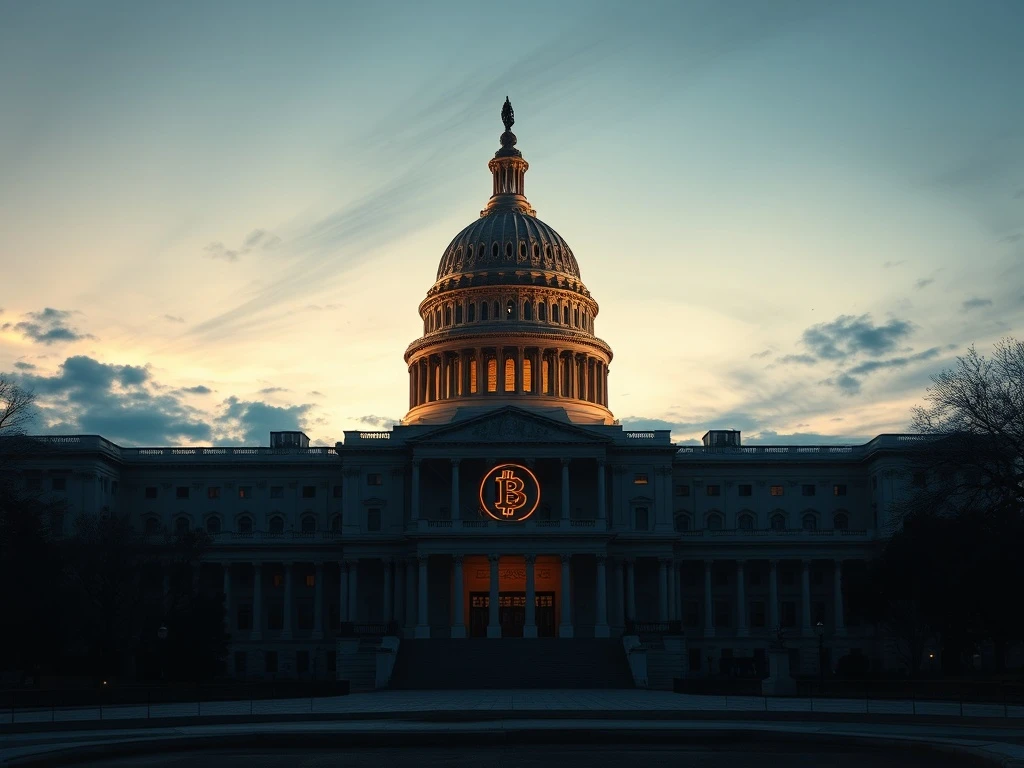 US Capitol building representing the delayed crypto market structure bill and CLARITY Act legislation.