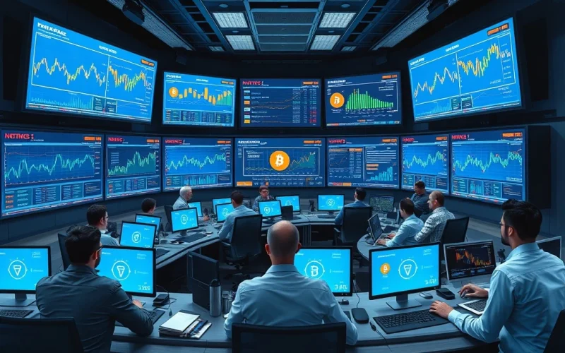 Crypto News Insights control room managing real-time cryptocurrency news coverage and market updates