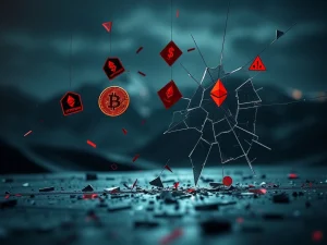 Graphic representing the $17 billion in cryptocurrency scam losses and the surge in digital impersonation fraud.