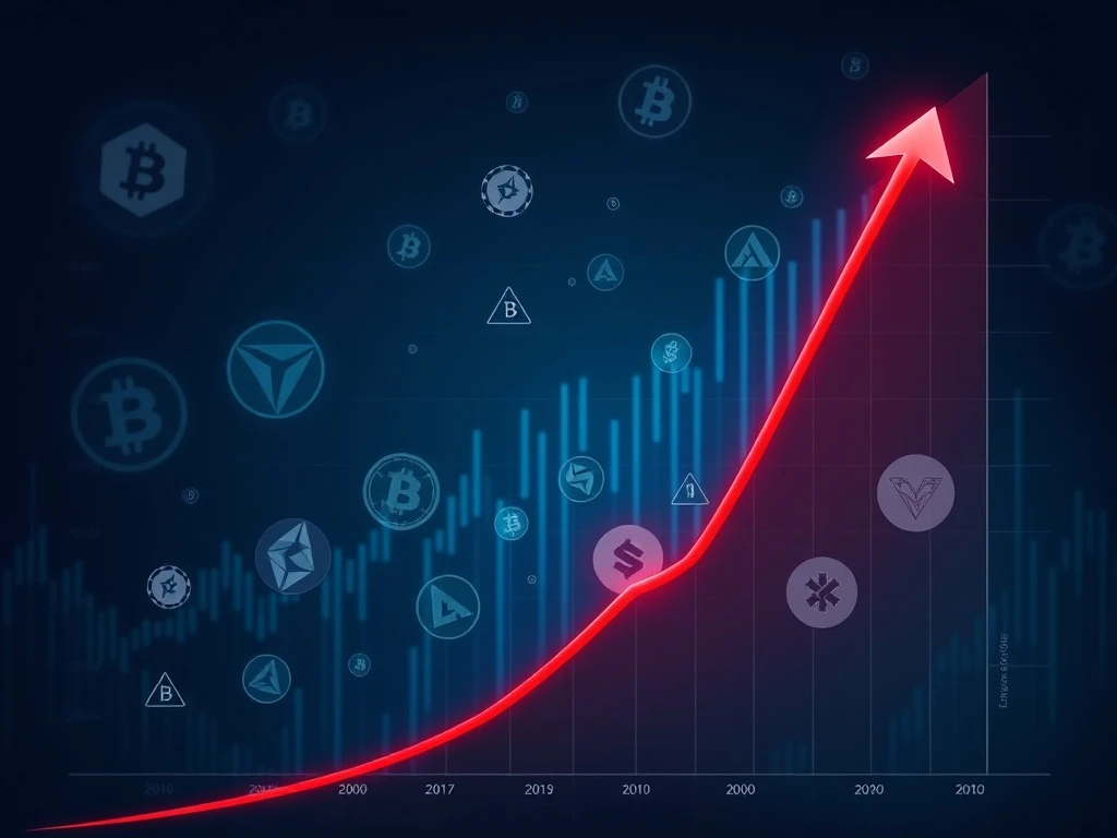 Graph showing cryptocurrency failure rate with 53.2% of tokens ceasing trading since 2021