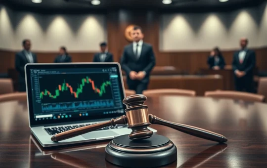 Cryptocurrency money laundering case results in a $17 million fraud sentencing in a courtroom setting.