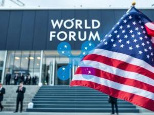 Davos 2026 conference where President Trump announces Ripple partnership for US cryptocurrency leadership